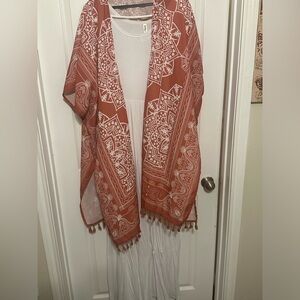 Beautiful Pattered Lay Over White Maxi Dress